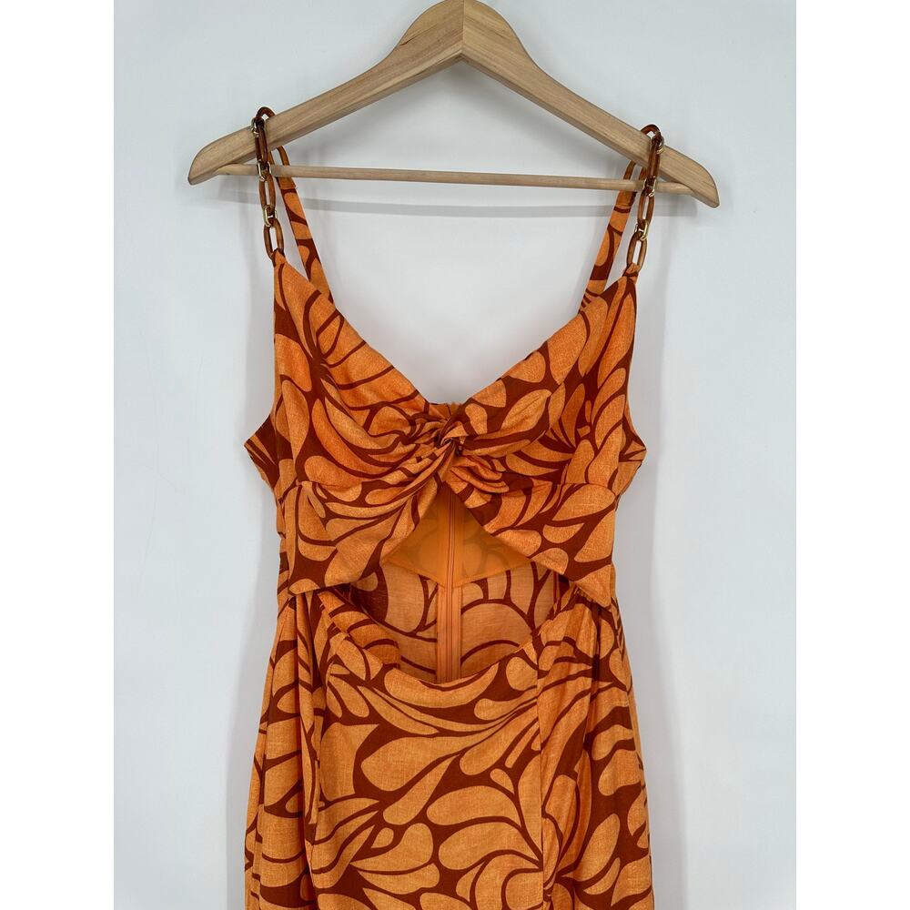 Zara Orange Patterned Midi Dress - Picture 7 of 14